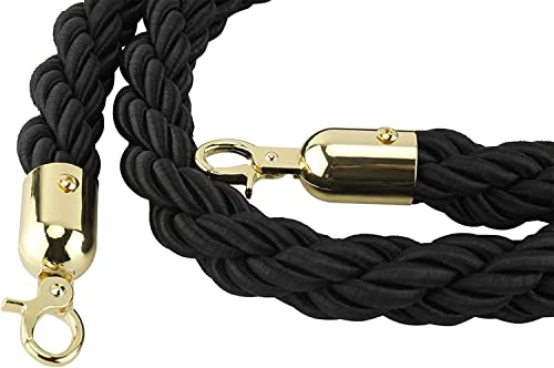 Hampkö linje repbarriär med guldkrok – 3 cm tjocka folkkontrollrep (2-pack, 2,5 m) – hållbara flätade säkerhetsrep för utomhus/inomhus användning
