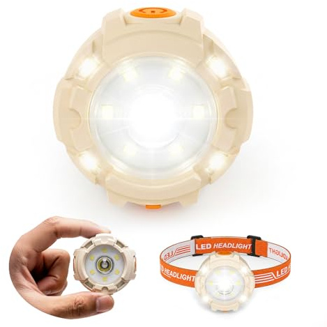 GUYUCOM Linterna Frontal LED Recargable 6 Modos Alta Potencia - Luz Portátil Multifuncional Resistente al Agua con Ángulo Ajustable para Trabajo, Camping y Correr (Redonda)