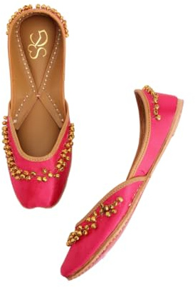NIRALII Premium Handmade Flats for Women - Gulabi Ghunghroo | Traditional Ballet Flats for Women - Comfortable Slip-On Ballet Flats Shoes (US Footwear Size System, Adult, Women, Numeric, Medium, 9)