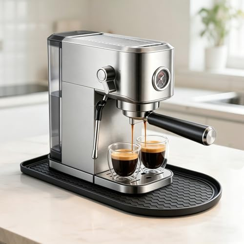 Silikonmatte Unterlage für Kaffeemaschine 40x20 cm - Hitzebeständig | Wasserdichte Abtropfmatte mit Rand, Passend für De'Longhi & Philips LatteGo Vollautomaten, Rutschfeste Kaffeeecke Unterlage