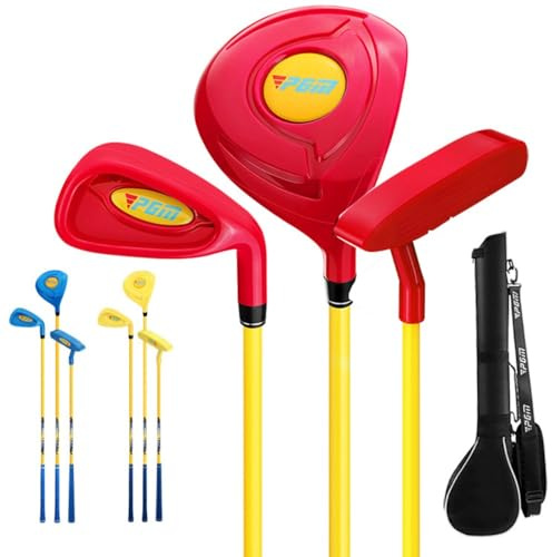 Golfklubbor set för 2-5 år gamla barn golftränare undervisning nybörjare hybrid verktyg golfklubba trä golfjärn och golfputter ingår (röd (Inc. Väska), 2–3 år)