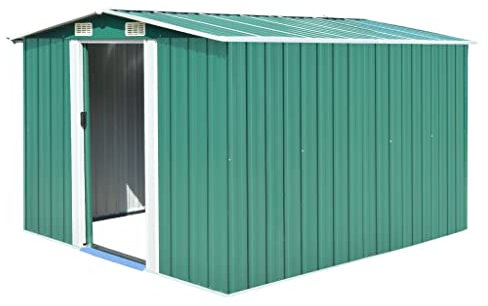vidaXL Capanno da Giardino Metallo Verde 257x298x178 cm Casetta per Attrezzi