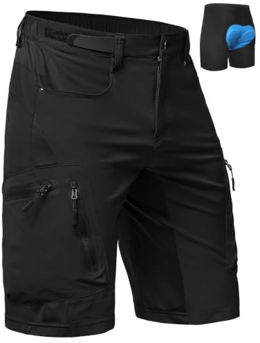 Cycorld MTB Hose Herren Radhose Fahrradhose 4D-Sitzpolster | 4-Wege-Stretch, Schnelltrocknend, Atmungsaktiv, Elastischem Bund, 6 Taschen, Outdoor, Mountainbike, Radsport