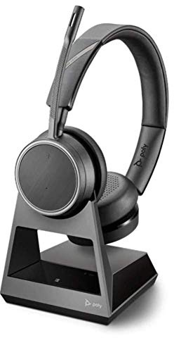 Plantronics - Voyager 4220 Office Headset (Poly) - Oreillette stéréo Bluetooth avec microphone à arceau, Noise-Cancelling & station de charge - Connexion téléphone mobile & fixe - Teams, Zoom & plus