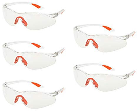 5Pcs Occhiali Di Protezione Trasparenti - Occhiali Protettivi da Lavoro Antigraffio Occhiali Antinfortunistica di Sicurezza con Nasello Antiscivolo,per Kids Nerf Gun Battles&il lavoro di laboratorio