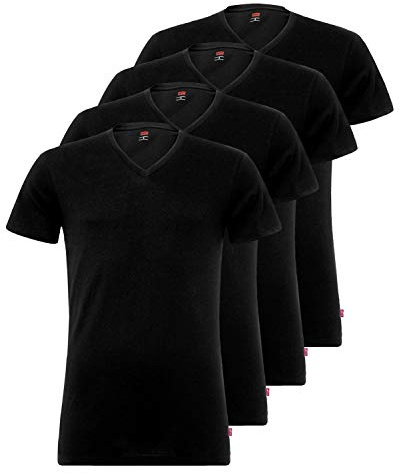 Pack de 4 camisetas Levis con cuello en V para hombre, cuello de pico, 884 Jet Black, M