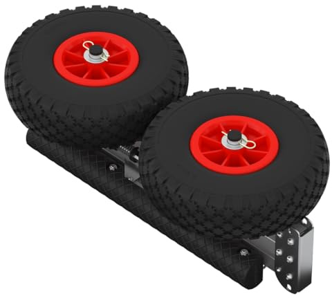 Chariot pour canoë avec pneus gonflables Chariot de Transport Sup Board Aluminium KW260-LU, Noir/Rouge