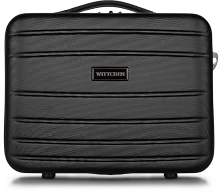 WITTCHEN Necessaire da viaggio Custodia per cosmetici Valigia da viaggio Bagaglio a mano Valigia cabina Valigia in ABS Borsa da toilette Rigido Globe Line Nero Ryanair/ITA Airways