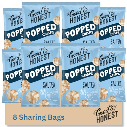 Good & Honest Popped Crisps Glutenfreie Kneipen-Snacks, Core Meersalz Geschmack 8 x 85g
