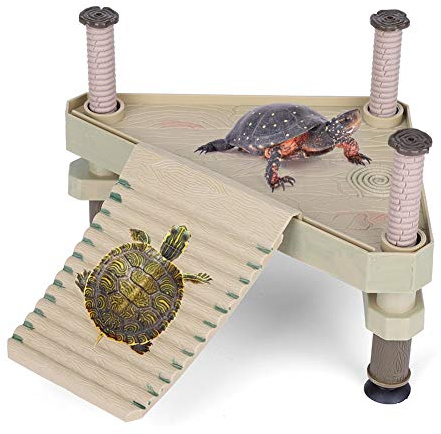 EBTOOLS Plate-Forme Flottante pour Reptiles, Plateforme Tortue avec Rampe Texturée et Ventouse, Niveau d'eau Approprié 5-14 cm