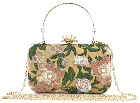 Jywmsc Borse da Sera con Pochette con Ricamo in Rilievo da Donna Borse Vintage per Matrimoni Formali
