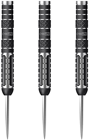 CyeeLife 3 Stück 90% Wolfram Steeltip Dartfässer, geriffelt geradlinig mit Stahlspitze & 2BA-Innengewinde Schwarz Silber Blau, Gewichte 20g bis 30g