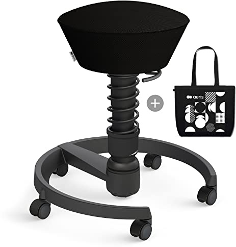 aeris Swopper Air mit Baumwolltasche, Ergonomischer Hocker, Bürohocker höhenverstellbar, Vielseitiger Sitzhocker für einen gesunden Rücken, Bürostuhl mit Rollen, 45-59 cm Sitzhöhe, Feder Standard