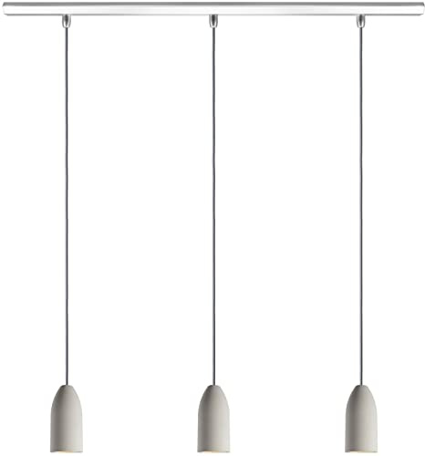 Buchenbusch urban design Hängelampe rund Esstisch drei-flammig (33 Kabelfarben) Beton grau Küchenblock Kochinsel LED dimmbar energiesparend exclusiv light edition