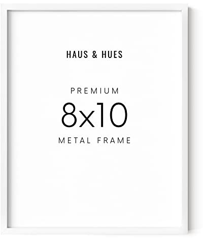 HAUS AND HUES 8x10 White Aluminum Frame - Modern Wall Art Display - Lightweight, Minimalist, Ready-to-Hang Vertically & Horizontally