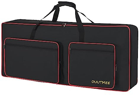 OUUTMEE Keyboard-Tasche für 61Noten, für E-Klaviere, 600D Oxford-Stoff mit 10 mm Startseite, Gigbag (schwarz) Stoßfest, wasserdicht, vier Eckenschutz