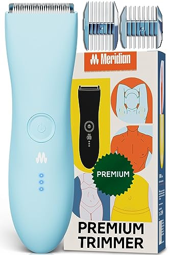 Meridian The Trimmer Premium, Body Hair Trimmer & Electric Shaver for Men and Women for Pubic Hair, Chest, Legs & Bikini Line, Waterproof & Rechargeable, Sky
