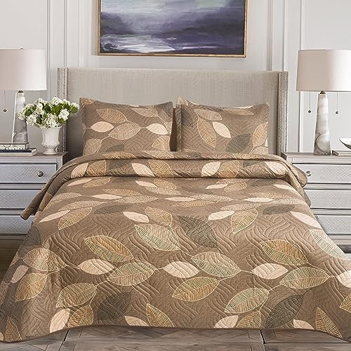 Hadi London 3Pcs Patchwork Quilted Bedspreads with 2 Shams | Reversible Floral Print | Lightweight Quilt Comfort | Fits Double and King Size Beds 220x240cm | 30 Unique Designs (MILAN-120)