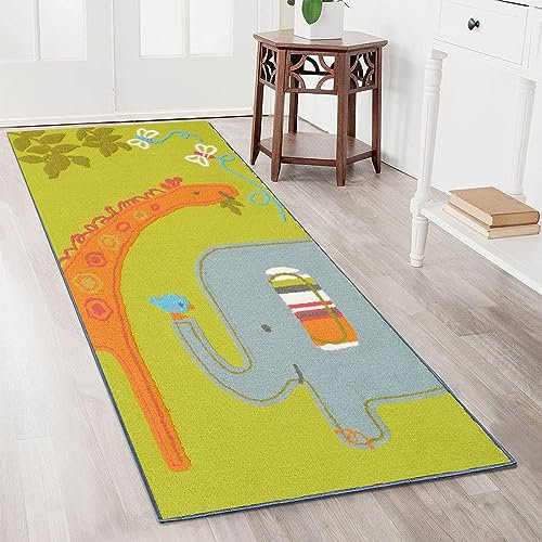 YANHONG Handwebteppich Läufer Teppich 60 x 220 cm Waschbar rutschfest Abwaschbar Anti Rutsch Teppich Kurzflor Teppich mit Anti-Rutsch Unterseite für Drinnen und Draußen, Grün