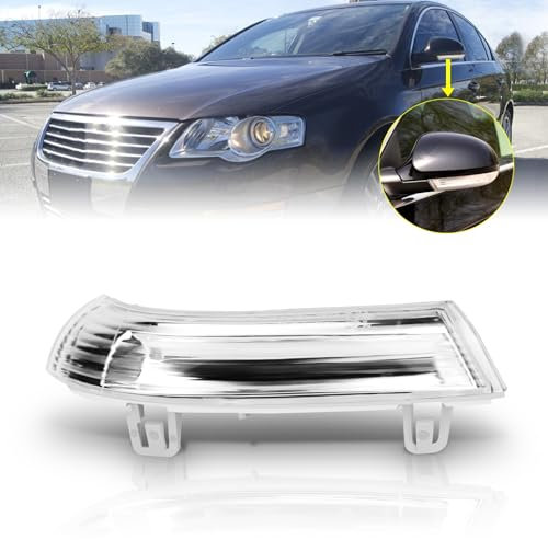 WISGOL Blinker für Volkswagen VW GTI, Golf 5/6 Wagon/Plus, Sharan, Eos,JT III, Passat; SEAT Alhambra; SKODA Superb mit E-Markierung, Spiegel Blinker Seitenblinker Blinkleuchte (Klar Links)…