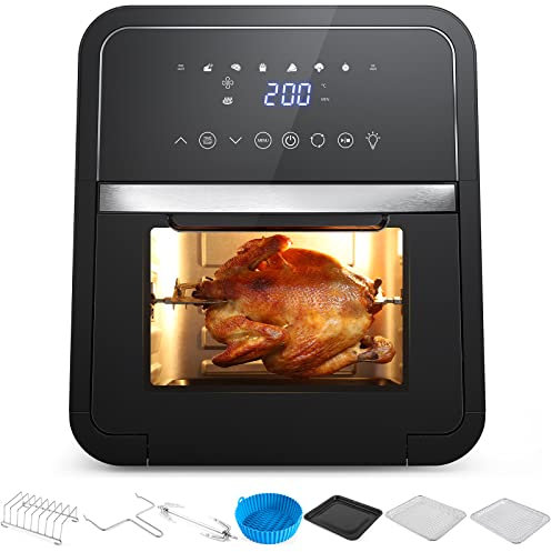 LUNSY Friggitrice ad aria calda, 12 l, 2000 W, XXL, 8 programmi, friggitrice ad aria calda, per friggere senza olio, con funzione grill