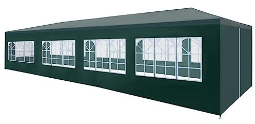 AUVYI Tenda da Giardino 12x3x2,55 m Verde Tendone Per Esterno Impermeabile Tende Per Eventi Tenda Feste Tende Gazebo Per Matrimoni Feste Tetto e Pannelli Laterali in PE + Struttura in Acciaio