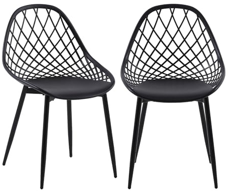 buybyroom Gartenstühle 2er Set, Terrassenstühle mit Metallfüße, Verstellbare Fußstütze Outdoor Stuhl Strandkorb Loungesessel Outdoor Garten Balkon Essstühle für Garten, Terrassenstühle Oder, Schwarz