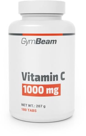 GymBeam Vitamina C 1000mg, Acido Ascorbico per il Corretto Funzionamento del Sistema Nervoso e Immunitario, Benefici per il Benessere Mentale, Riduce della Stanchezza e dell'Affaticamento (180 cpr)