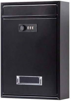 MEIZHITU Briefkästen Postbox Abschließbare Briefkästen, An Der Wand Montiert, Vertikal, Mit Passwort, Metall-Briefkasten Briefkasten Postkasten(Black)