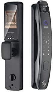 PPGZCZSE 3D Face Smart Door Lock Security Camera Monitor Intelligent Fingerprint Password Biometric Electronic Key Unlock Usmart Go(CS7(6068-R))