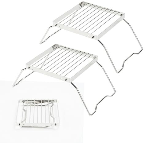 Foldable Camping Grill Convenient Stainless Steel Mini Grill Stand Outdoor Camping Pot Rack Barbecue Accessories -2pcs
