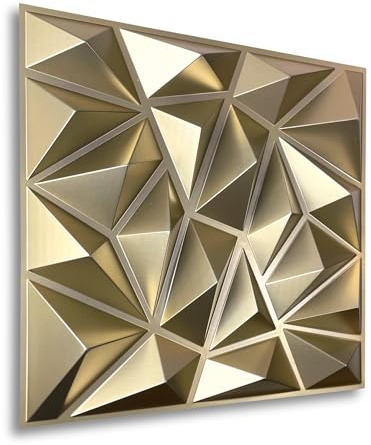 Eurodeco Lot de 40 panneaux muraux en plastique PVC, 10 m², aspect 3D, 50 x 50 cm, pour salle de jeu, plafond, or champagne D099