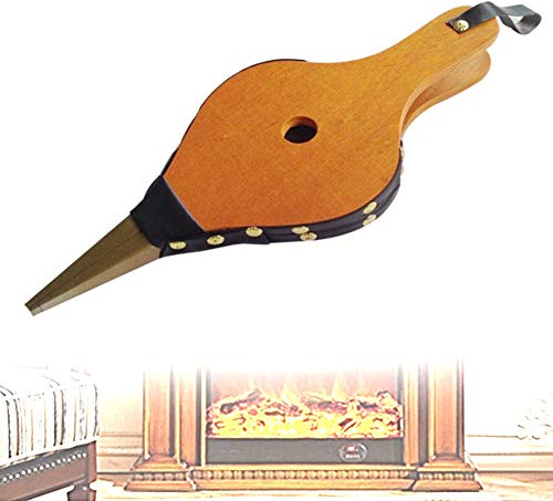HBALDTEDC Blasebalg für die Feuerstelle, Kaminbalg, Holzluftgebläse mit hängendem Lederband, Metalldüse, Handbalgpumpe, Grube, Grill, Feuerwerkzeuge, Zubehör