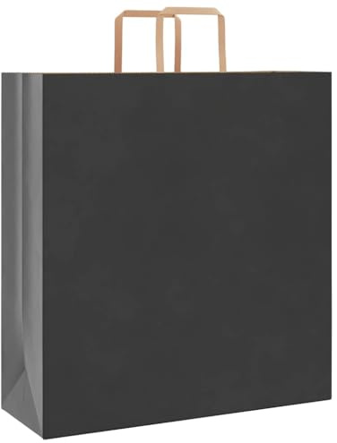 vidaXL Papiertragetaschen 250 Stk., Papiertüten mit Henkeln, Kraftpapiertüten, Geschenktüten für Einkaufen Hochzeiten Verpackungen Partys Geburtstag Weihnachten, Schwarz 45x17x48cm