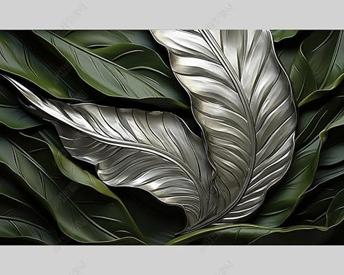 MZOwallpaper Papier Peint Intissé Relief Des Feuilles De Basho Poster Tableaux Muraux Tapisserie Photo Trompe L'Oeil Salon Chambre Art Mural 400Cm(L) X280Cm(H)