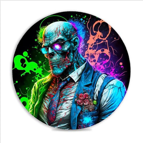 CHTXD Tappetino per mouse Gangster Zombie colorato (20 x 20) CM 7.87 (in) Tappetino per mouse in tessuto su alta densità Tappetino da ufficio resistente agli schizzi compatibile con mouse laser e