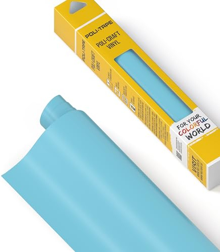 POLI-CRAFT Vinyl Klebefolie (PERMANENT) - selbstklebende Plotterfolie für DIY-Projekte, Hellblau matt, 30,5 cm x 183 cm