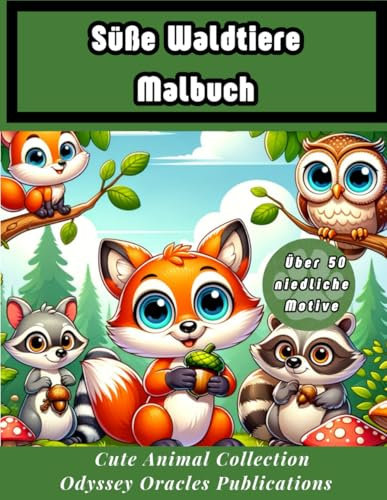 Süße Waldtiere Malbuch: Niedliche Waldbewohner mit großen Augen zum Entspannen, Stressabbau und kreativen Ausmalen!
