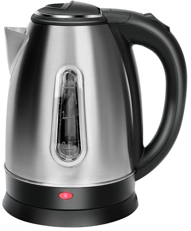 Electric Kettle, Stainless Steel 1.8 Liters Tea, Coffee Kettle & Hot Water Boiler, Auto Shut Off, Boil-Dry Protection with LED Ligh, Water Heater & Teapot, 360° Swivel Base, 1100W