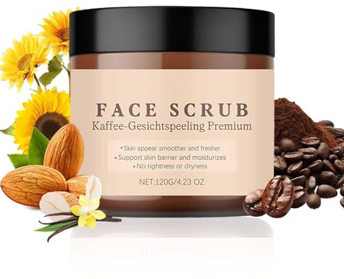 Vanille Kaffee Peeling Gesicht, Gesichtspeeling Reduziert Hautunreinheiten, Natürliches Face Scrub Gentle Exfoliating, Gesichtspeeling Frau Facial Cream, für weiche, glatte Haut, Porenreinigung