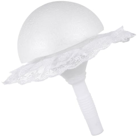SAFIGLE Porta Bouquet per Matrimonio in Schiuma Bianco Decorazione in Pizzo, Manico a Semisfera per Creazioni Fai da Te, Comodo e Romantico per Spose e Damigelle