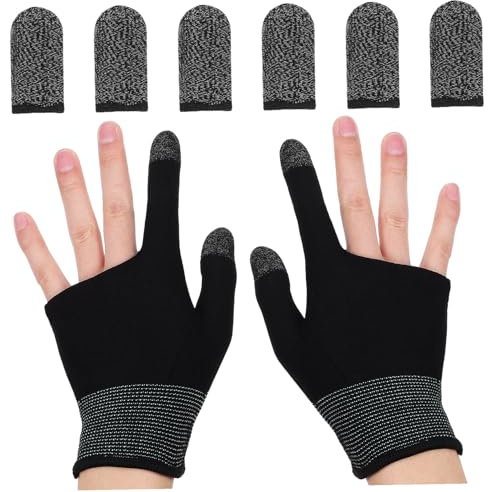Didiseaon Guantes para Juegos Móviles de Nylon y Grafeno, Transpirables y Cómodos, Funda Pulgar Compatible Pantalla Táctil para Actividades Táctiles