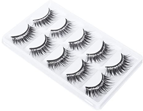 NOLITOY 5 pares Pestañas Postizas Negras con Brillo Fibra Artificial Densa y Realista para Maquillaje de Ojos Accesorio Cosmético para Mujeres
