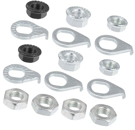 Gyrodymix 1 Satz Achsmutter Fahrrad M8/M9.5/M10 Mutter M8/M10 Sicherheitsscheibe M10 Mutternscheibe Kit Flanschmutter Fahrradradachsmutter Langlebiges Produkt