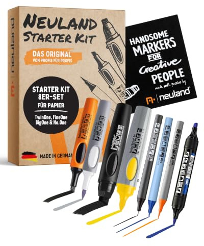 Neuland Marker Starterkit I 8er Mix Set mit verschiedenen Spitzen & Farben I Nachfüllbare & ergonomische Moderationsmarker, Outliner & Fineliner für kreative Visualisierung & Workshops
