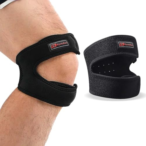 Androxeda 2 Piezas Correa de Soporte del Tendón Rotuliano, Rodillera con Doble Banda de Compresión, Soporte para la Articulación de la Rodilla, Para Deportes, Ejercicio y Actividades Diarias