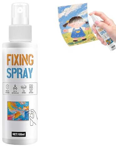 KUIRUNRX® Fissativo per Acrilico, Gouache Idratante Spray, Fissativo Spray per Pastelli a Gesso, Acrilico, Disegni a Matita, Acquerello, Protezione dallo Sbiadimento, Asciugatura Rapida, 100ml