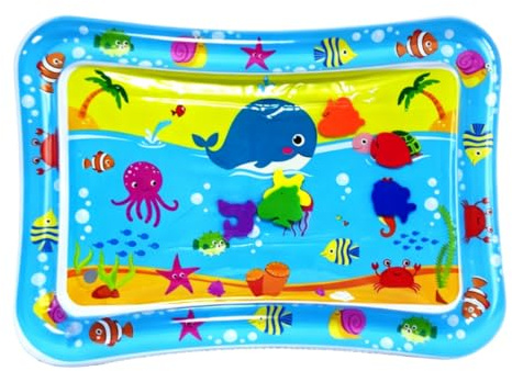 BSTCAR Babyvattenmatta Magetid Sensorisk Vattenlekmatta Nyfödda Leksaker Babyvattenlekmatta för Spädbarn och Småbarn 3 Månader och Uppåt (Walvis)