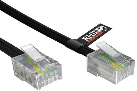 rhinocables ADSL RJ11 Lead High-Speed Internet Cable for BT, Internet, Broadband, Modem, Router and Landline Telephone Black Wire (1, 1m)