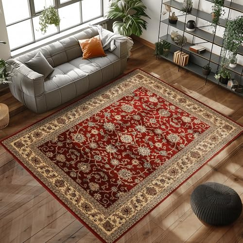 Orientmatta med klassisk design, vävd matta med orientaliska mönster för vardagsrummet, Färg: Röd, Storlek: 200 x 290 cm